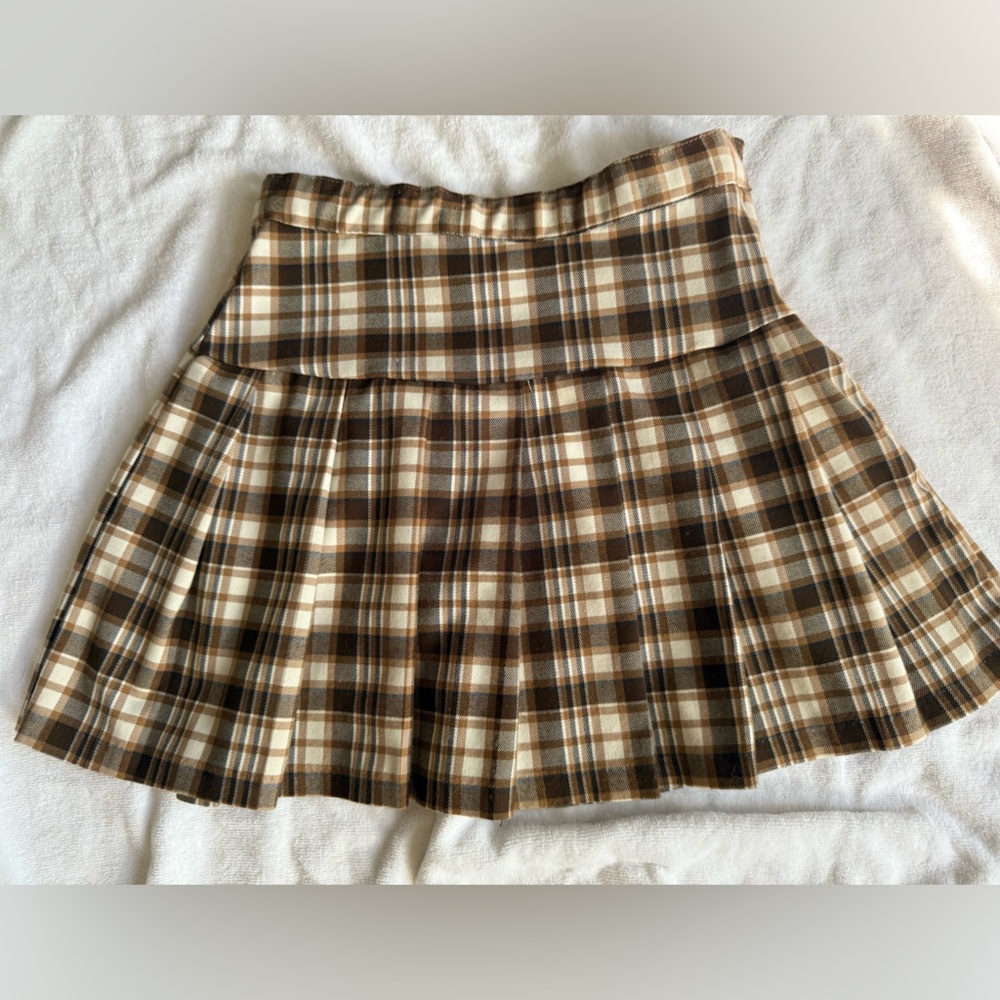 H&M Checkered Skirt - Brown and Cream